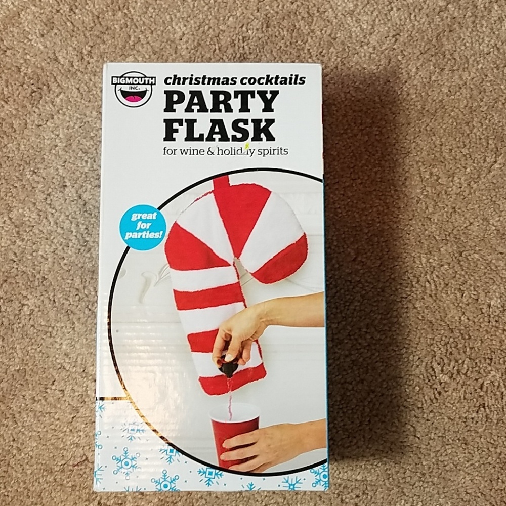 Christmas cocktails party flask candy cane
